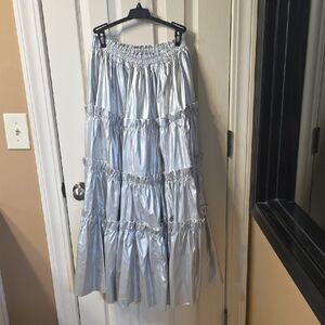 Silver Tiered Maxi Skirt